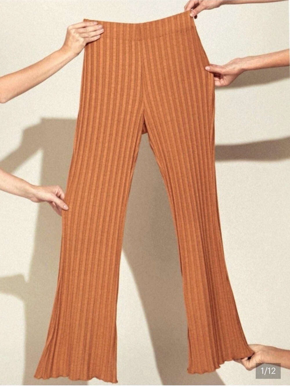 Simon Miller Ribbed Kick Flare Pant- Rust Orange